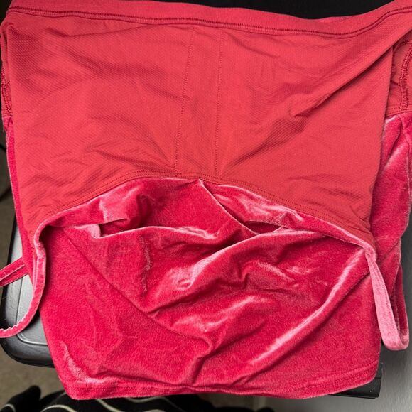 Athleta Elation Velvet Set M Red Velour Y2K Leggings V-Neck Crop Top - Picture 6 of 16